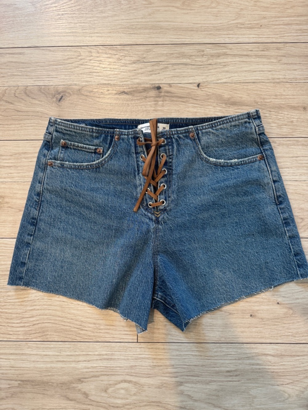 Abercrombie Lace Up High Rise Shorts